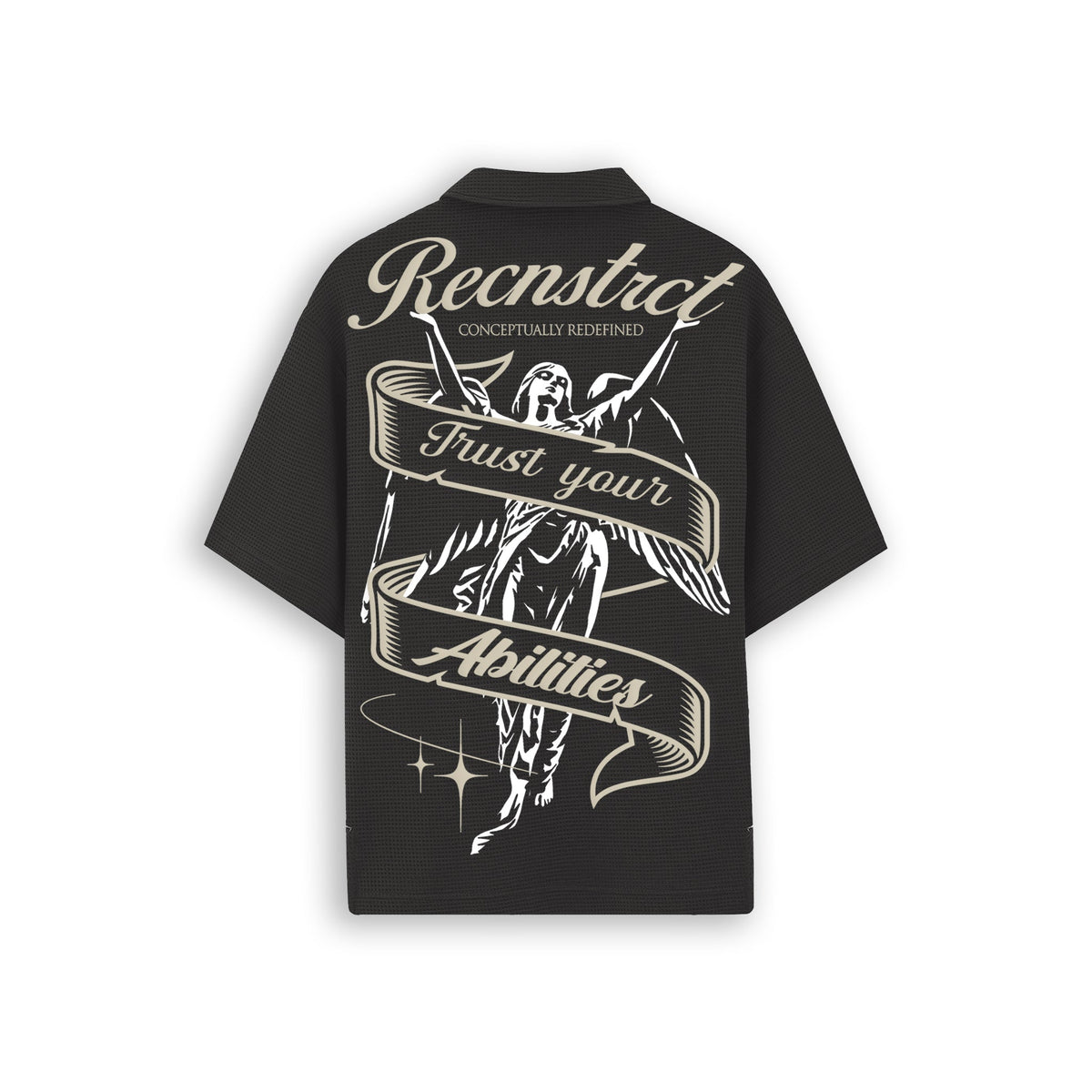 Waffle-Knit Textured shirt - Black by RECNSTRCT