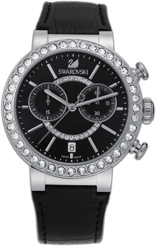 Swarovski Crystal watch, Leather strap, black — product photo (5027131)