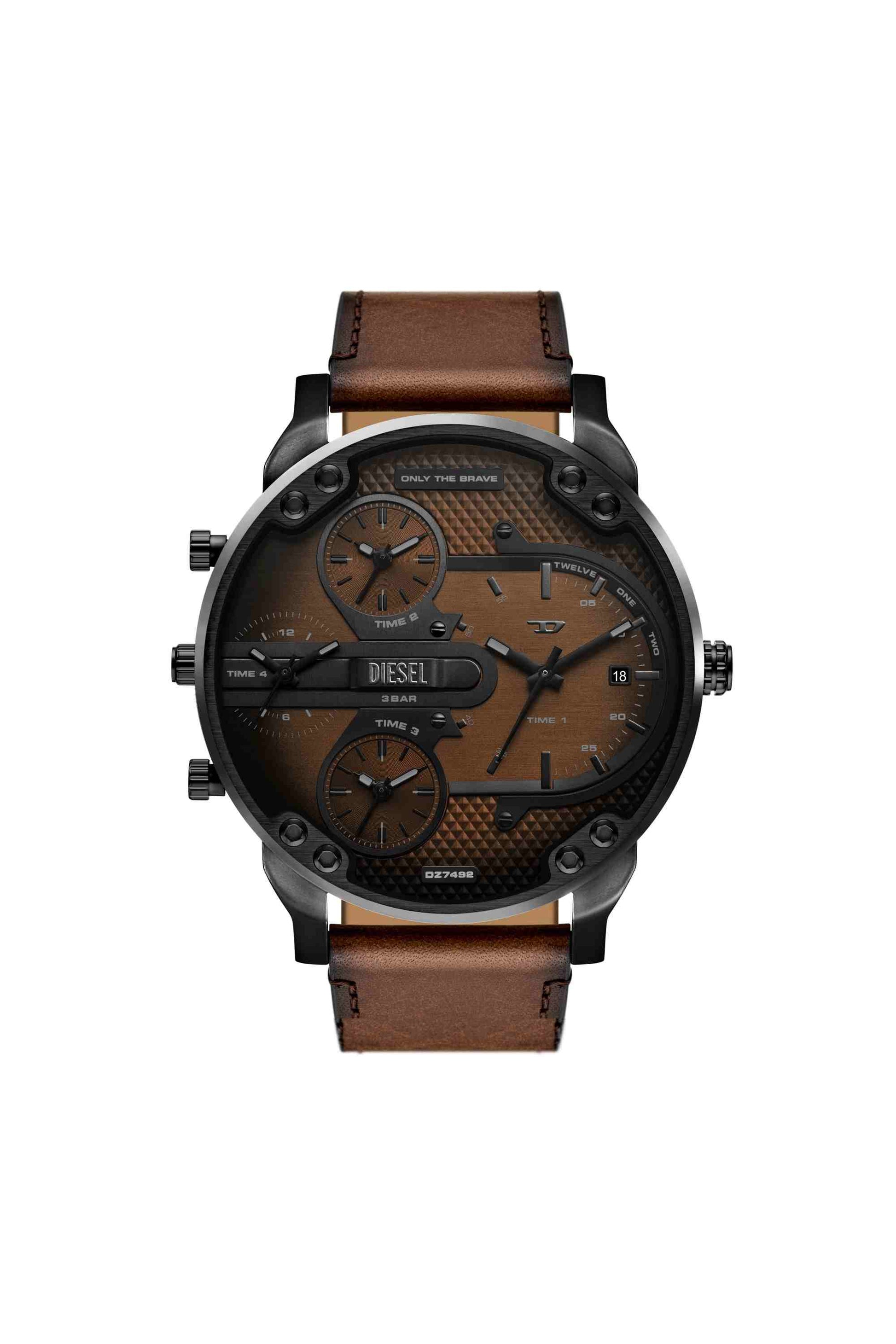 Brown Mega Chief Slim brown leather watch