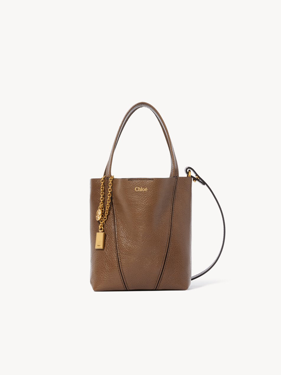 CHLOE Small Chloé Spin tote bag in grained leather Smoked Brown by CHLOE