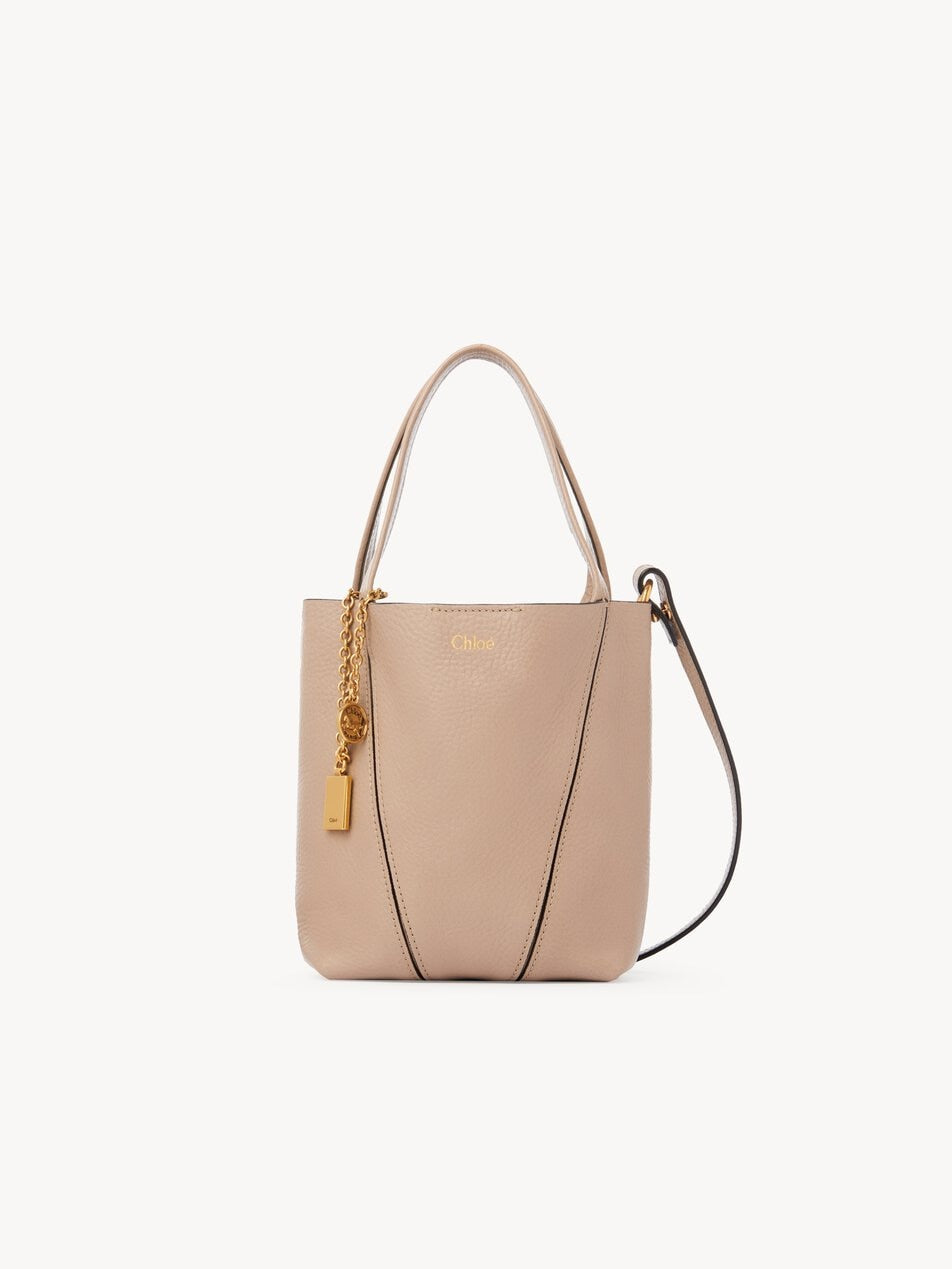 CHLOE Small Chloé Spin tote bag in grained leather Boyish Brown by CHLOE