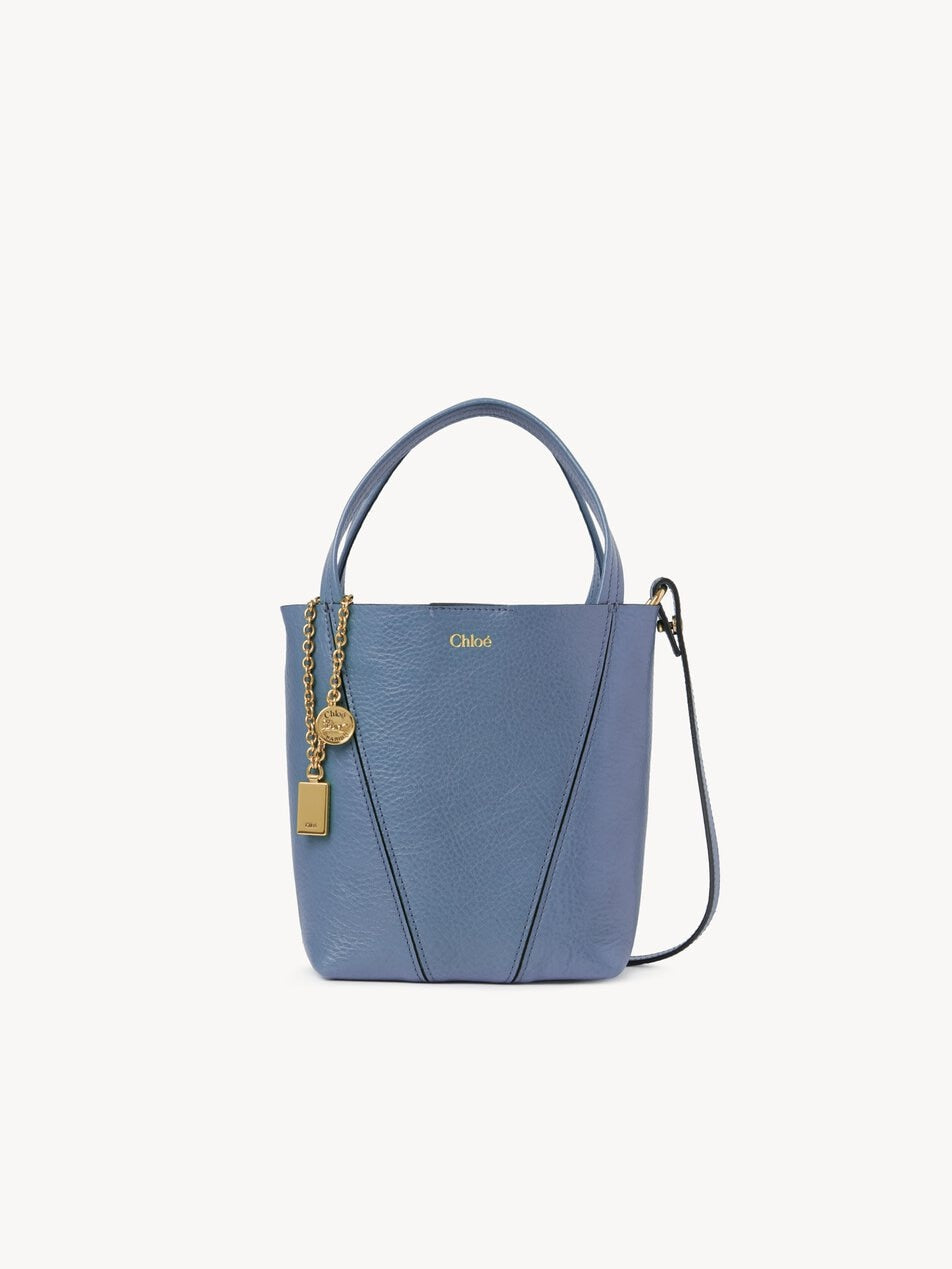 CHLOE Small Chloé Spin tote bag in grained leather Ashes Blue by CHLOE