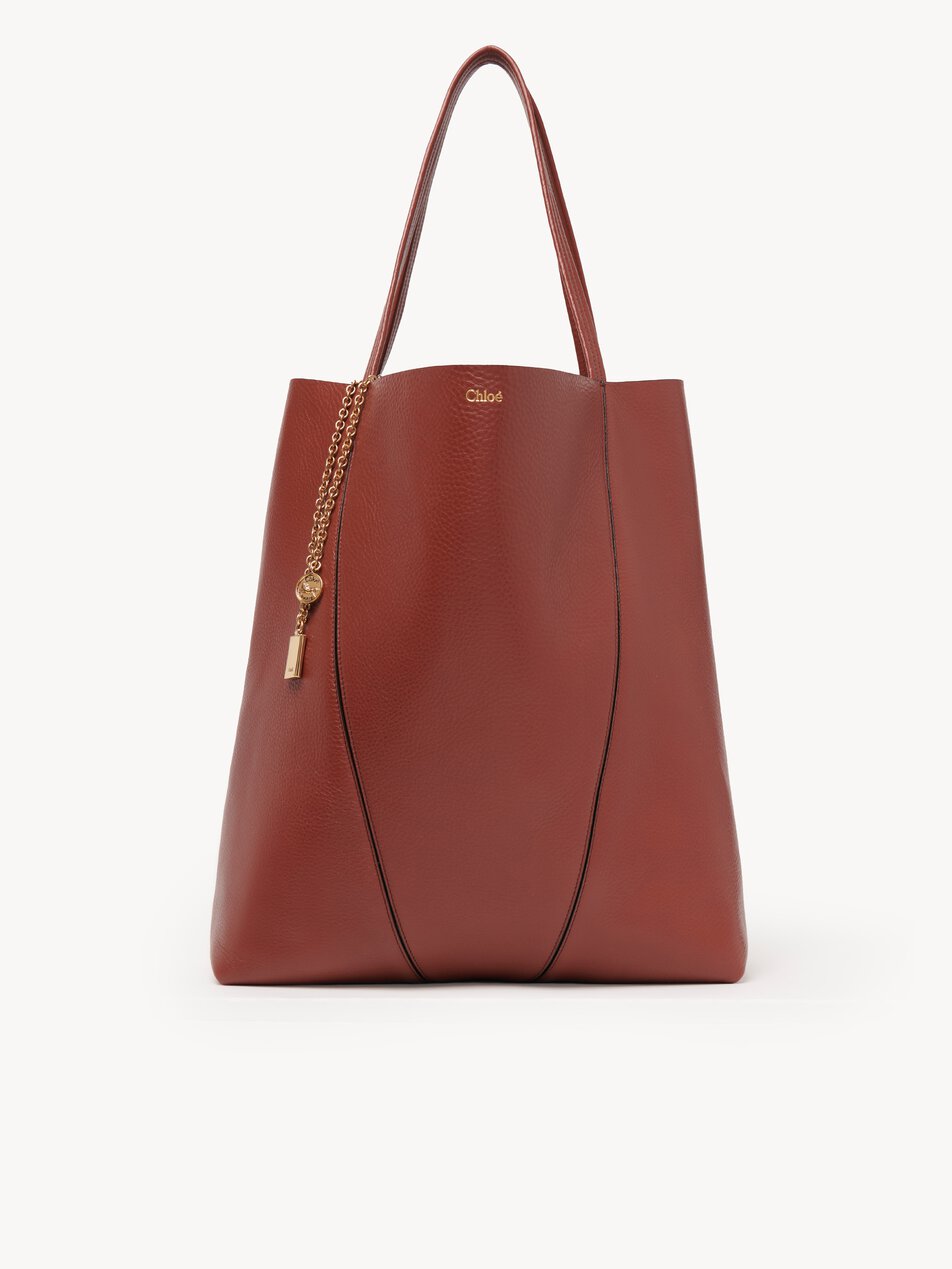 CHLOE Large Chloé Spin tote bag in grained leather Blushy Brown by CHLOE