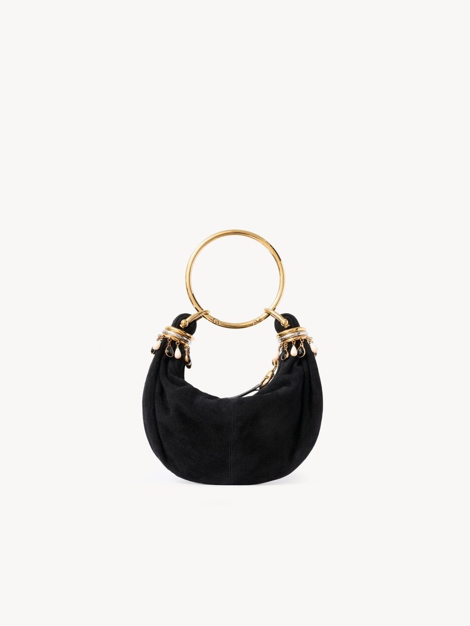 CHLOE Mini Beaded Bracelet Hobo bag in suede leather Black by CHLOE