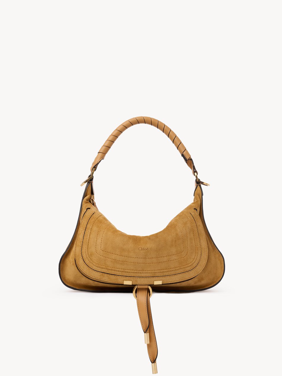 CHLOE Small Marcie shoulder bag in suede leather Whispering Orange by CHLOE