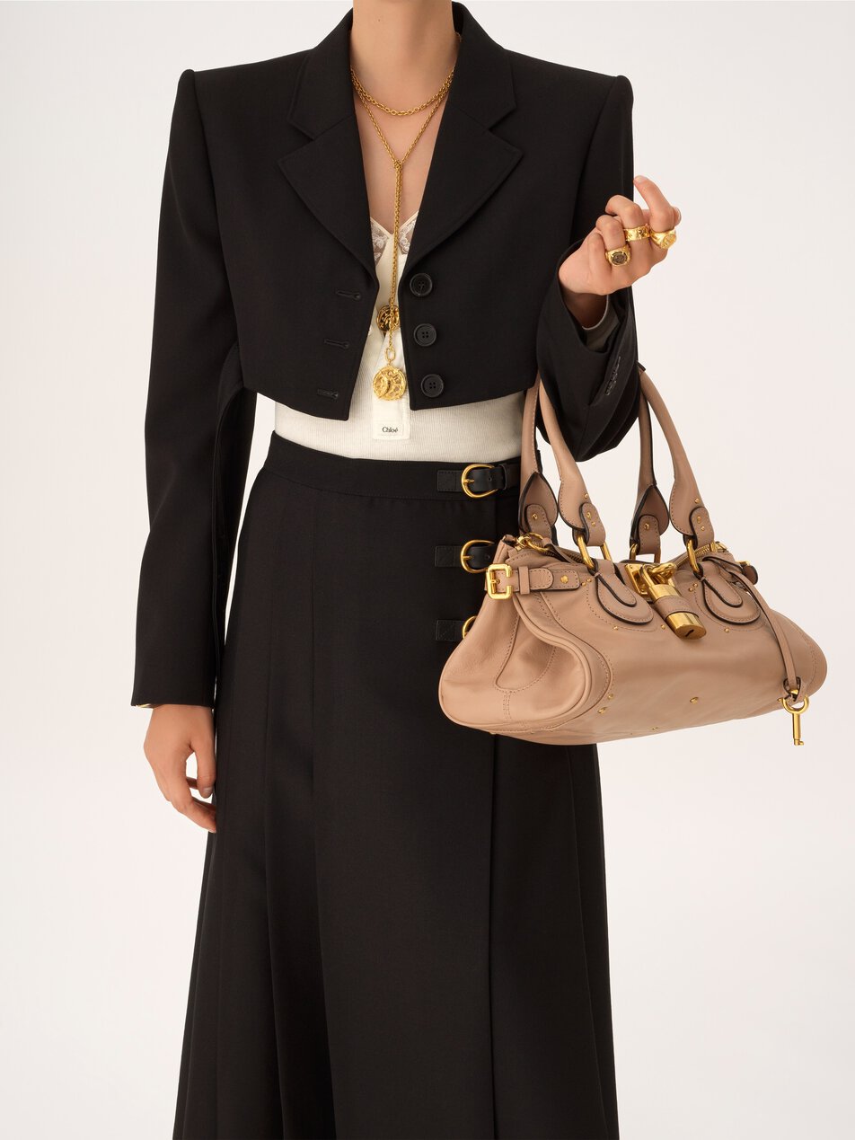 CHLOE Paddington bag in grained leather Earthy Pink by CHLOE