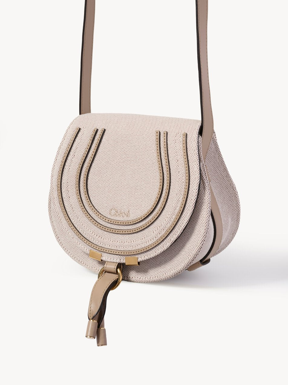 CHLOE Small Marcie saddle bag in canvas Boyish Brown by CHLOE