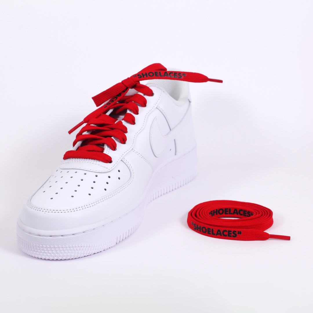 Red Off-White Style “SHOELACES” for Sneakers – Premium Flat Laces by KNOTTY by KNOTTY