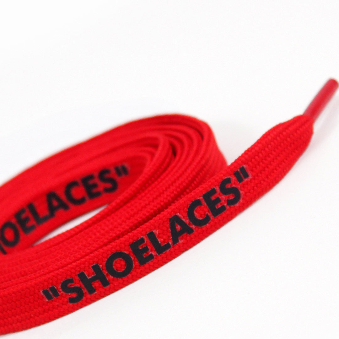 Red Off-White Style “SHOELACES” for Sneakers – Premium Flat Laces by KNOTTY by KNOTTY