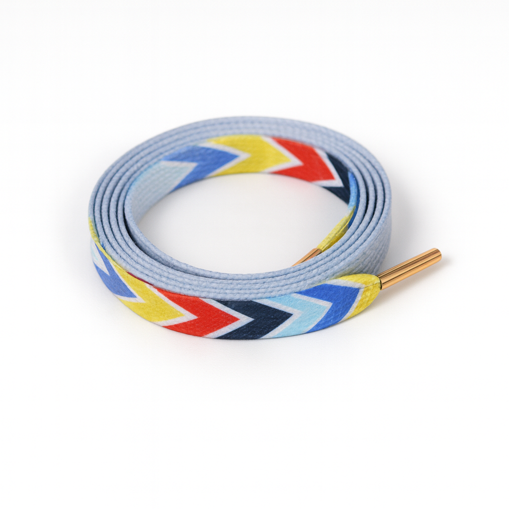 Reggae Vibes Zigzag Gradient Shoelaces | Red - Yellow - Blue - Black | Premium Gradient Flat Sneaker Laces by KNOTTY by KNOTTY
