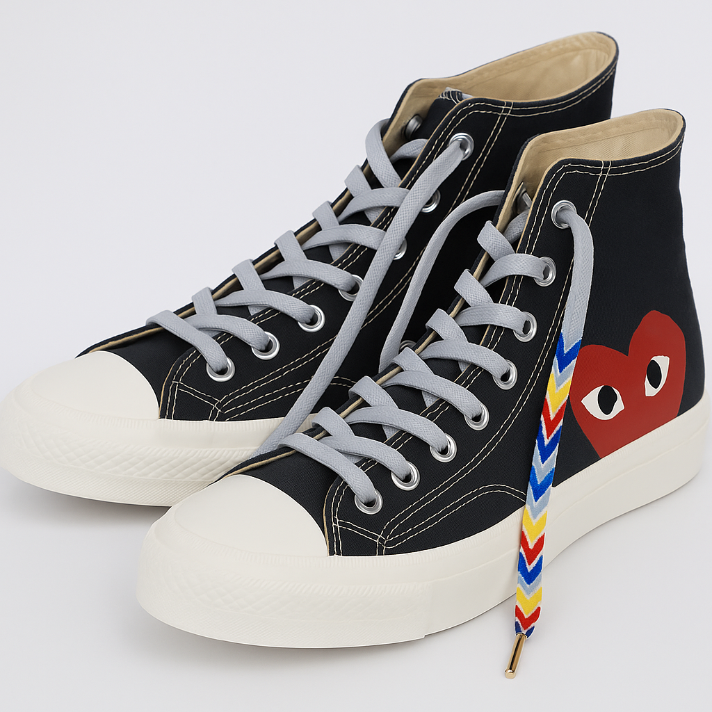Reggae Vibes Zigzag Gradient Shoelaces | Red - Yellow - Blue - Black | Premium Gradient Flat Sneaker Laces by KNOTTY by KNOTTY