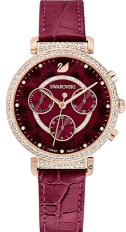 Swarovski Spring Flower Chronograph Red Dial Red Leather Strap Watch — product photo (5598689)