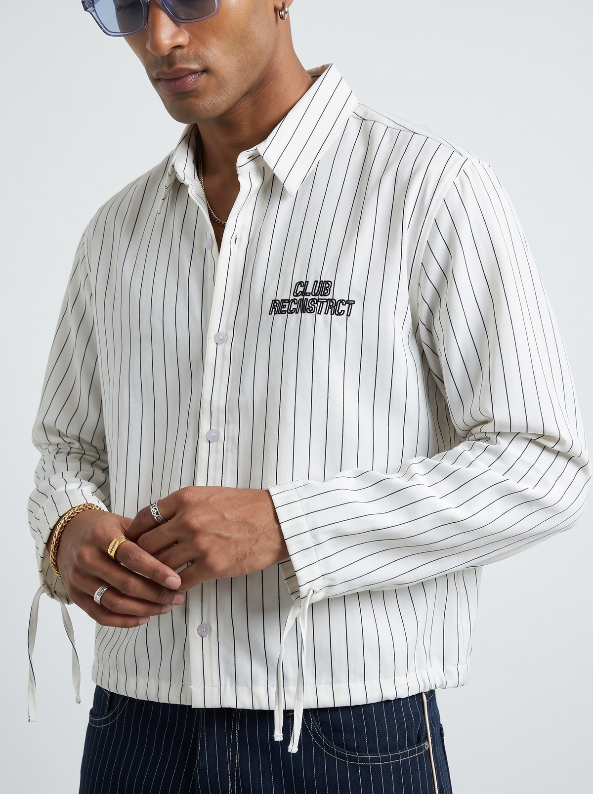 Stripped Void Boxy fit - White by RECNSTRCT