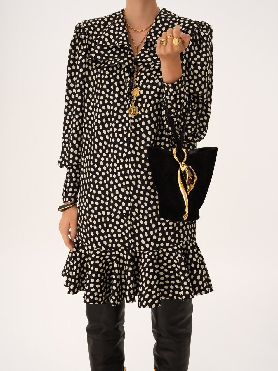 CHLOE Small Eden Treasures wristlet bucket bag in suede leather Black by CHLOE