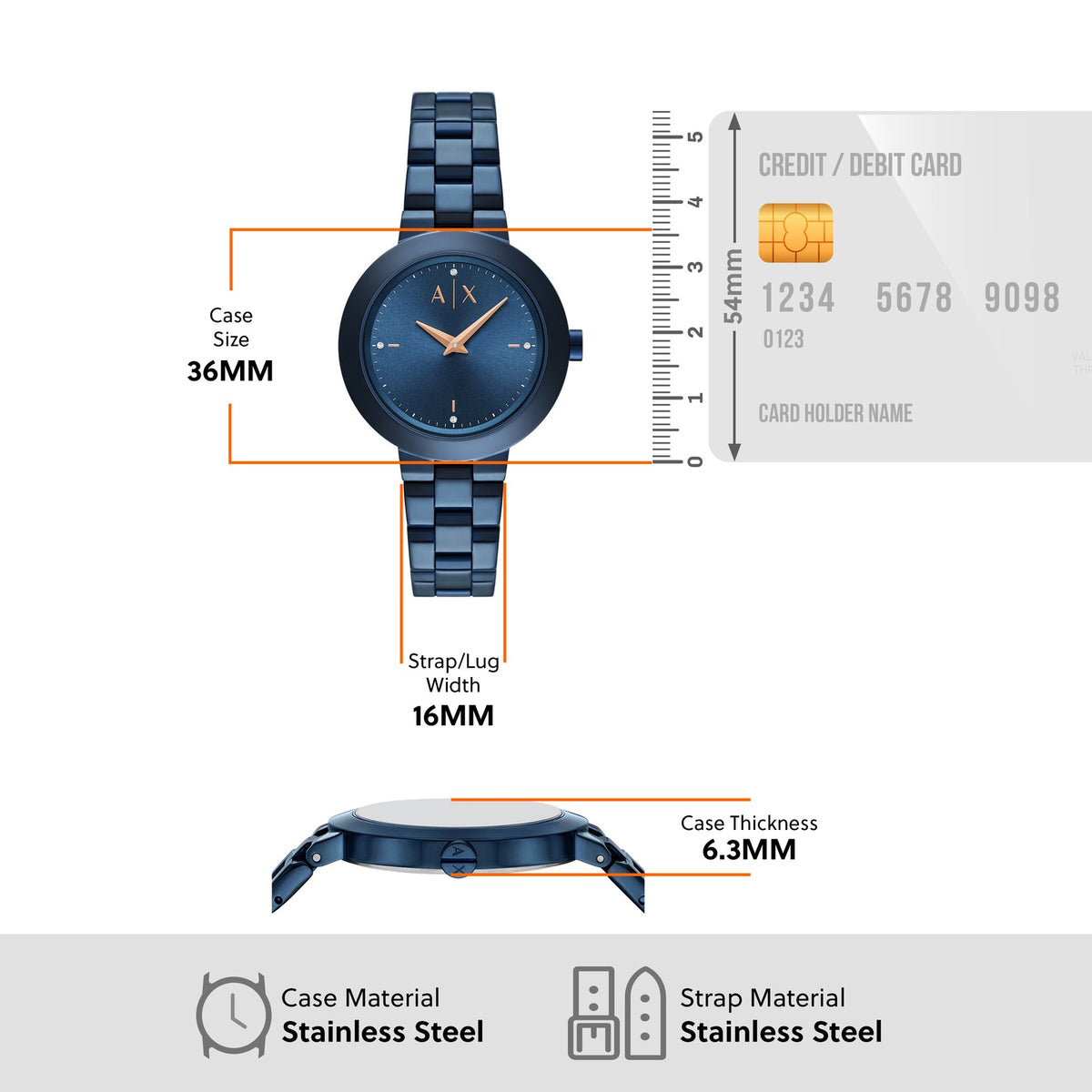 Armani Exchange AX5175I Women's analog watch with blue dial