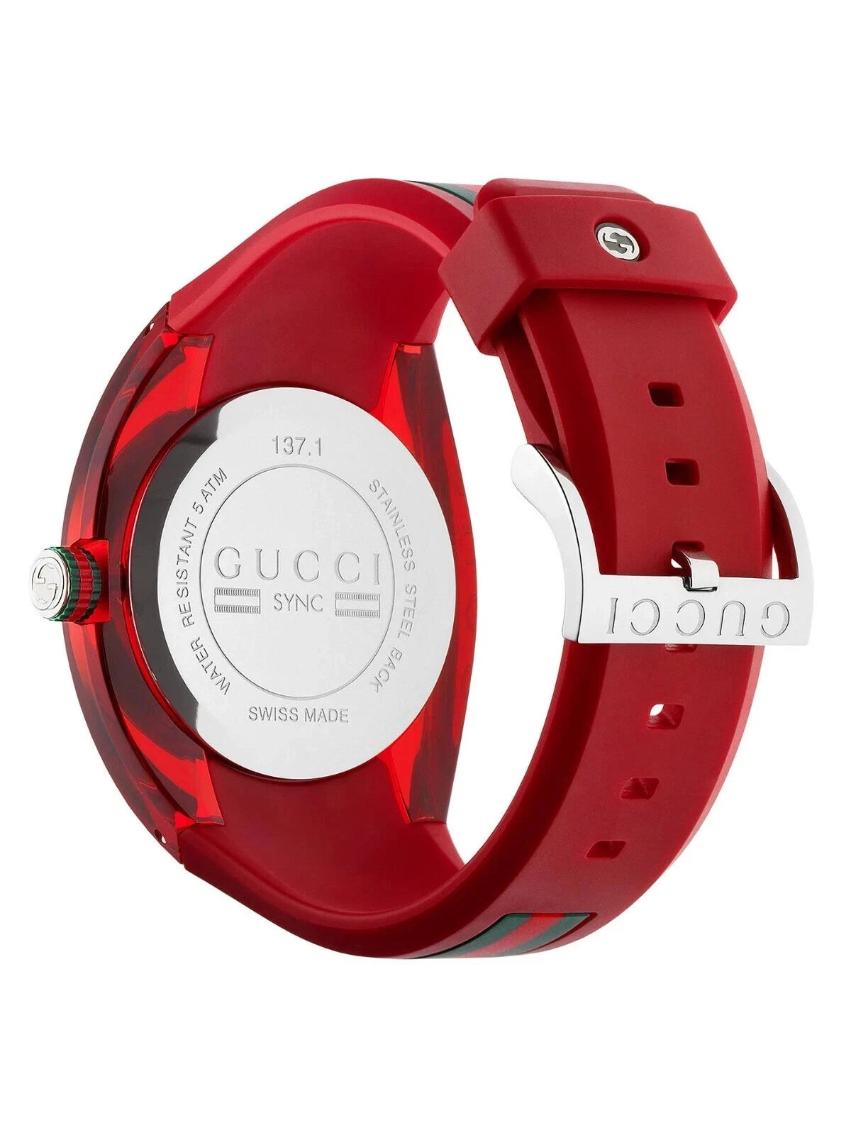 Men's Gucci YA137103 Red Rubber Strap Watch