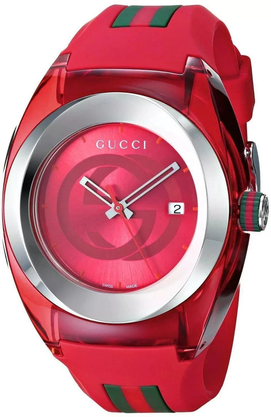 Men's Gucci YA137103 Red Rubber Strap Watch