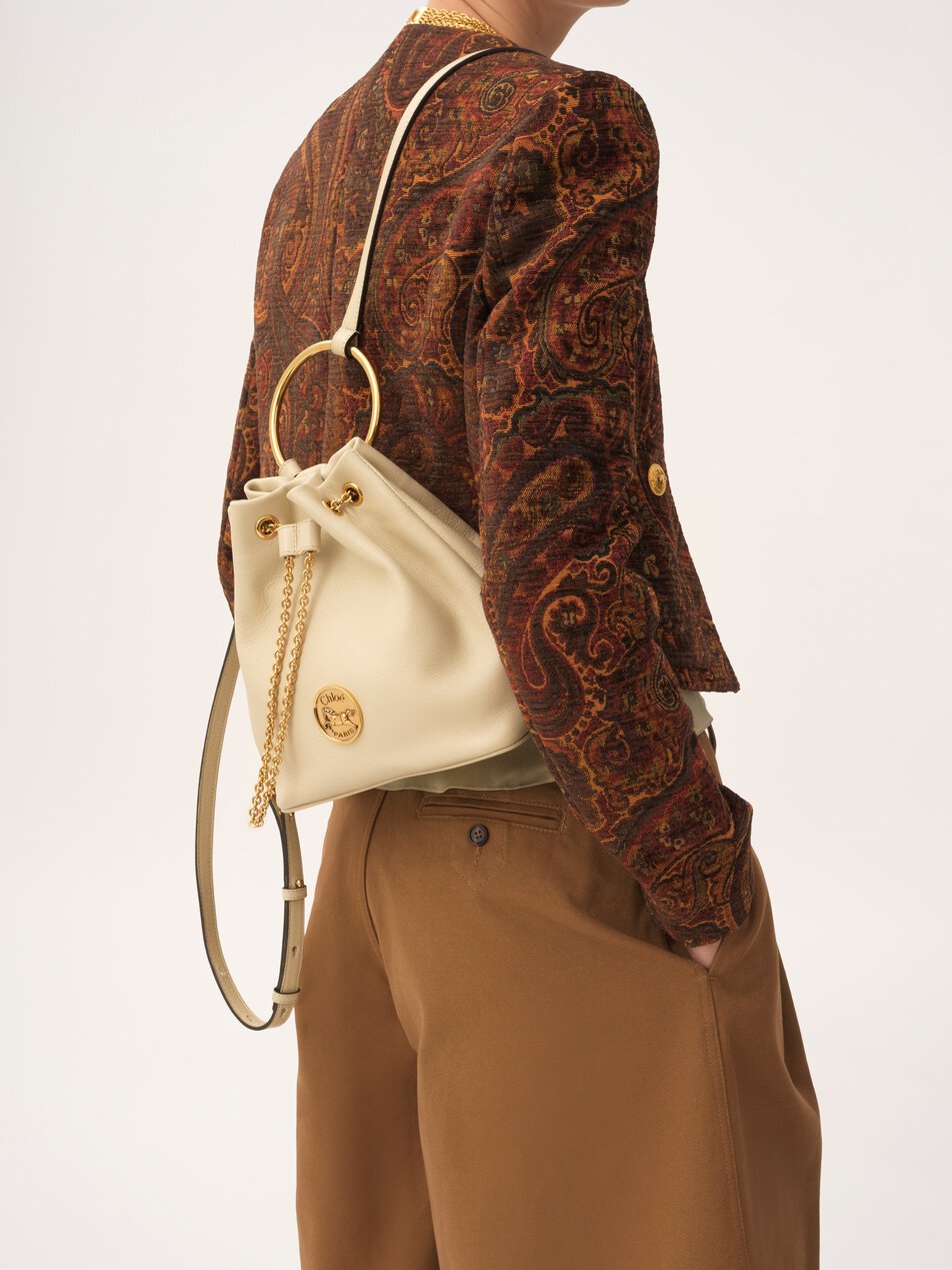 CHLOE Small Bracelet backpack in grained leather Vegetal Beige by CHLOE