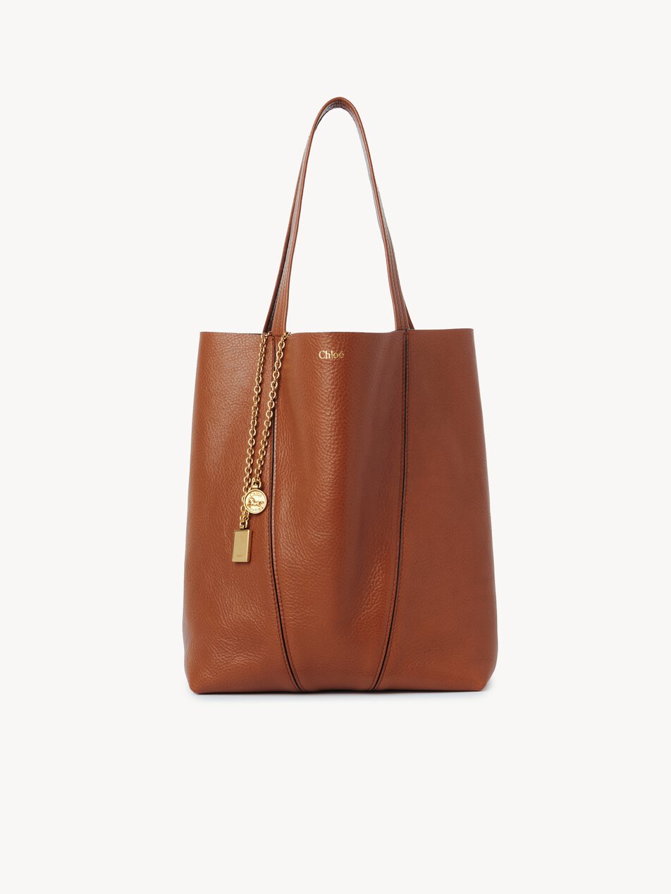 CHLOE Spin tote bag in grained leather Clay Brown by CHLOE