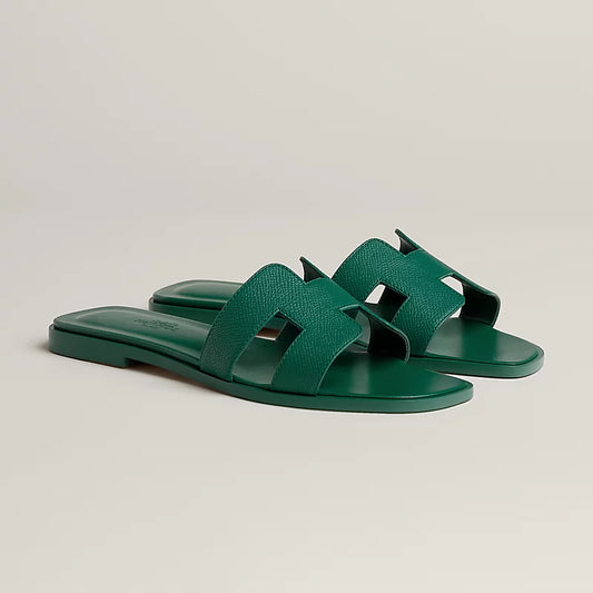 Hermès Oran Sandals – Beach Grass Green Epsom Calfskin - Zeuskicks
