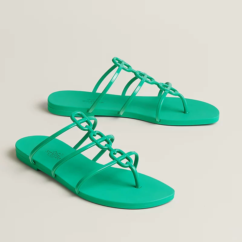 Hermès Mykonos Sandals – Green Tourmaline - Zeuskicks