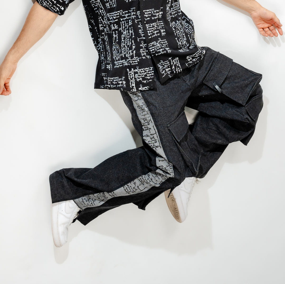 SCRIBBLED PANEL PANTS by oddnoteven