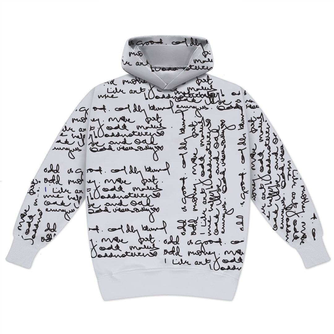 White Scribble Wave Hoodie by oddnoteven