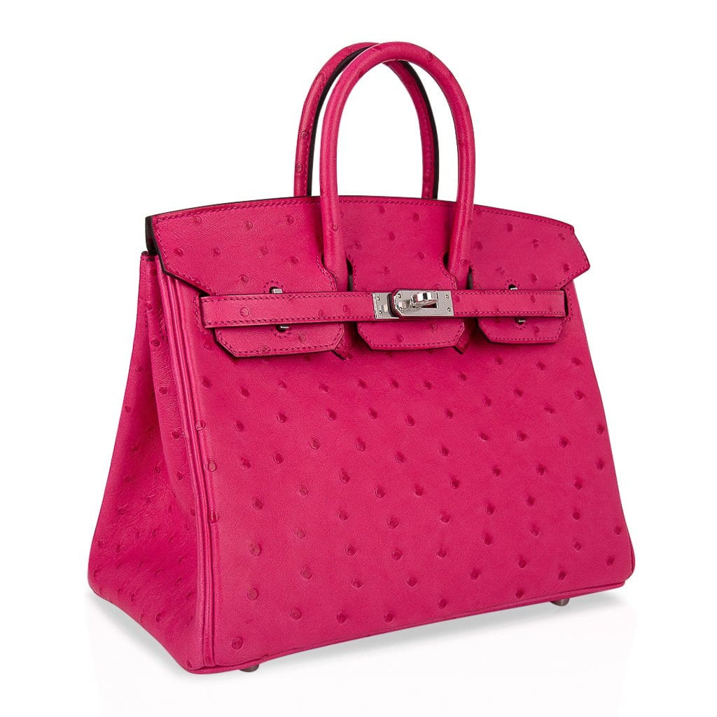 Hermès Birkin 25 Rose Tyrien Ostrich Palladium Hardware