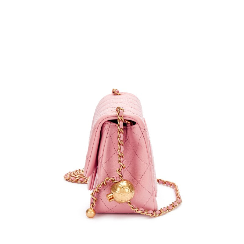 Chanel Pink Quilted Calfskin Pearl Crush Flap Bag – Brushed Gold Hardware - Zeuskicks