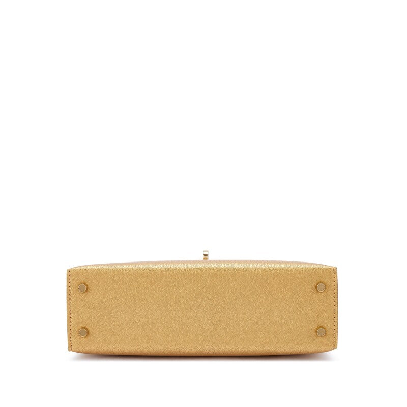 Hermès Dore Chèvre Chamkilight Metallic Mini Kelly II with Permabrass Hardware