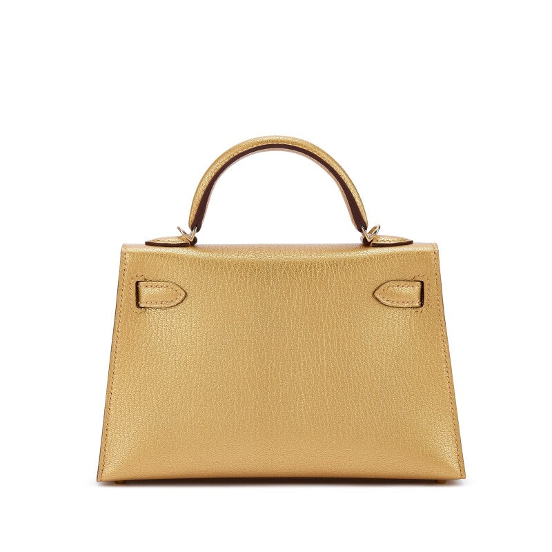 Hermès Dore Chèvre Chamkilight Metallic Mini Kelly II with Permabrass Hardware