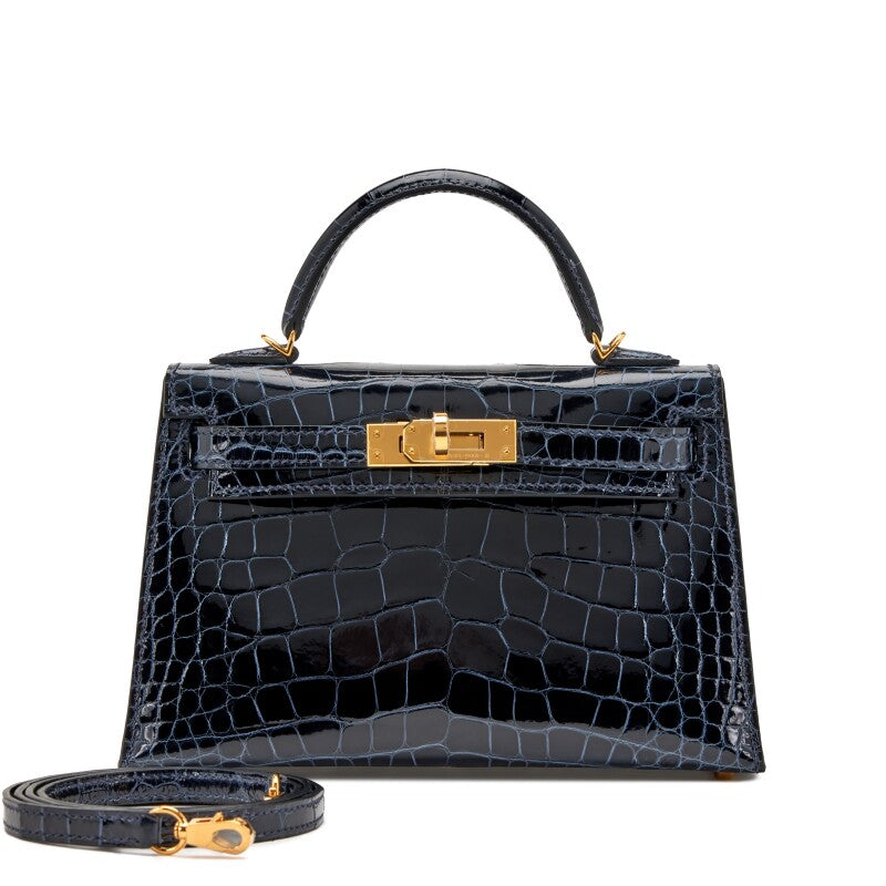 Hermès Mini Kelly – Bleu Marine Shiny Alligator with Gold Hardware