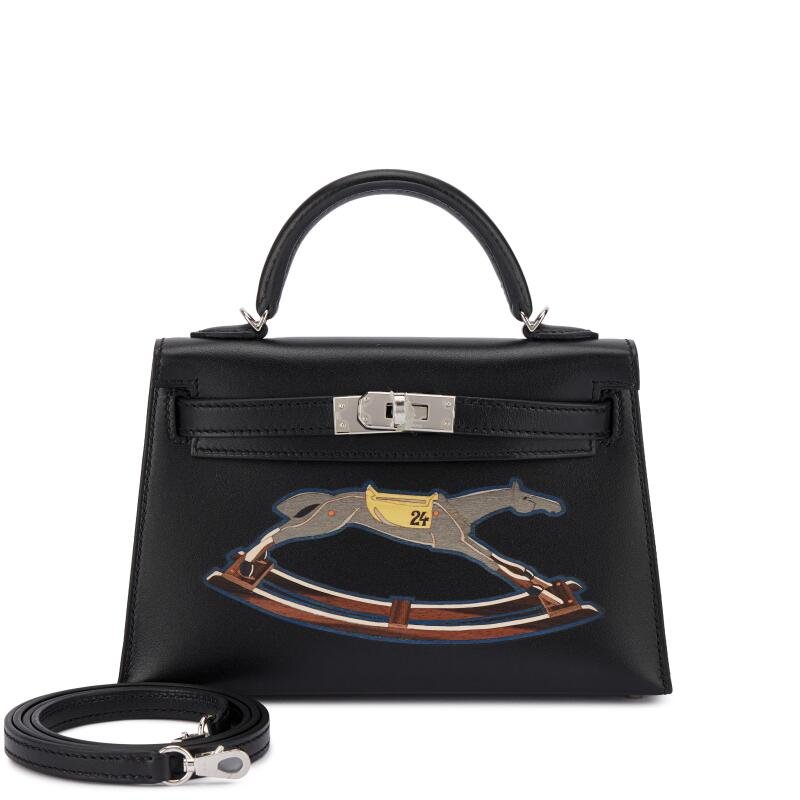 Hermès Mini Kelly II 20 – Black Tadelakt & Wood Marquetry - Zeuskicks