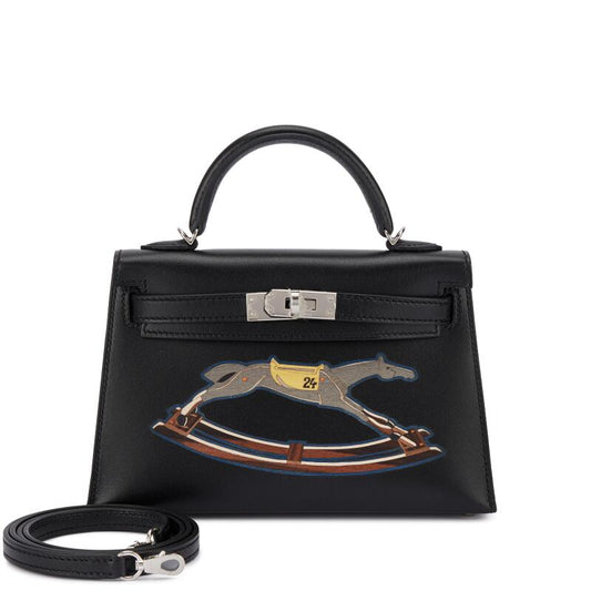Hermès Mini Kelly II 20 – Black Tadelakt & Wood Marquetry - Zeuskicks