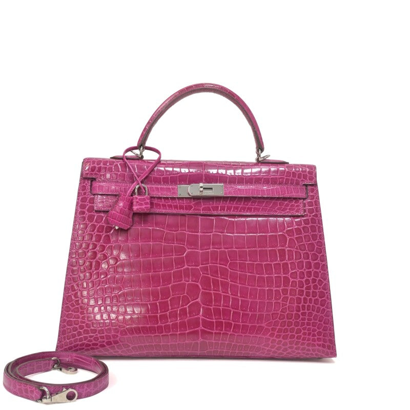 Hermès Fuchsia Shiny Crocodile Porosus Kelly 32 Sellier – Palladium Hardware, 2020 - Zeuskicks