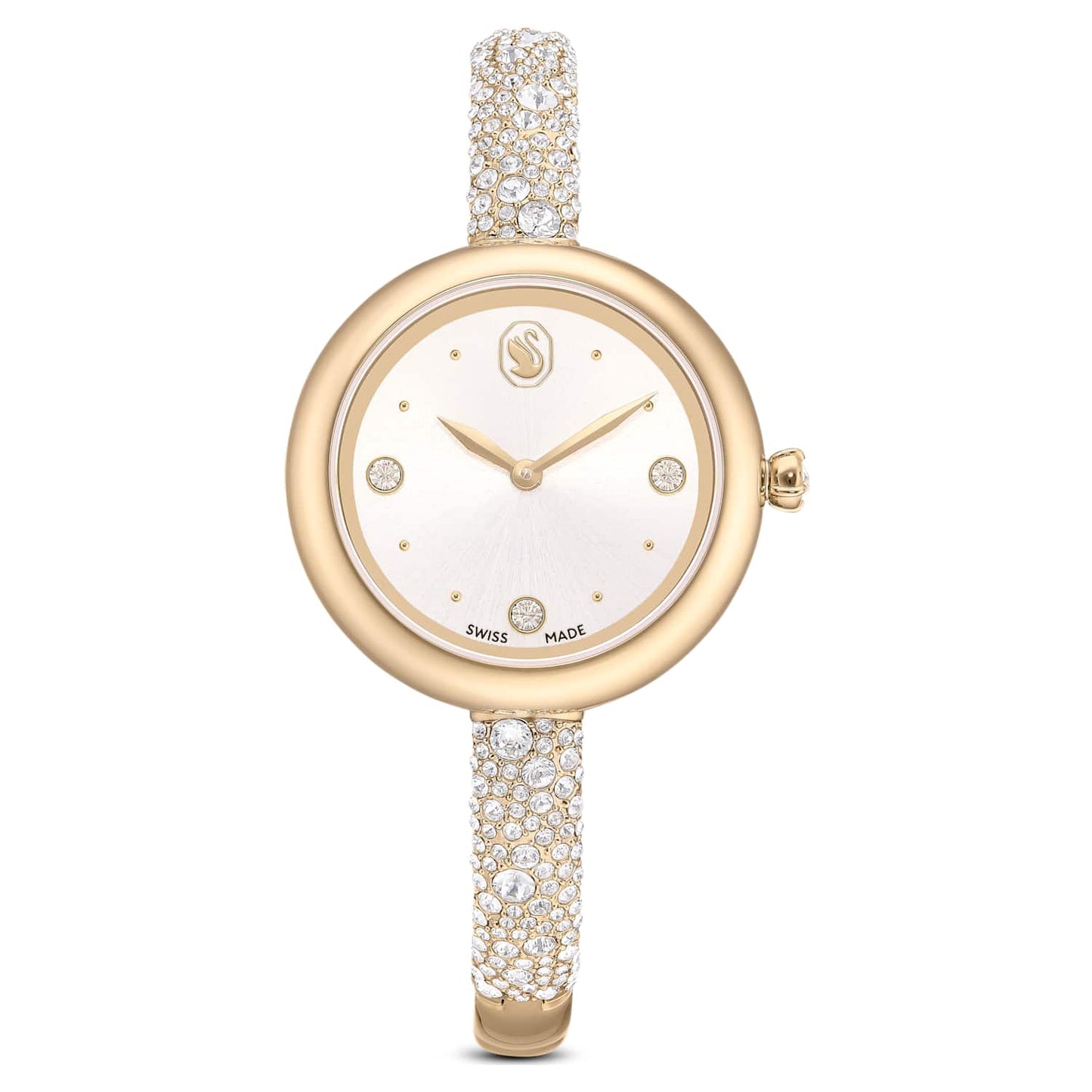 Sublima bangle watch, Swiss Made, Metal bracelet, Gold tone, Champagne gold-tone finish