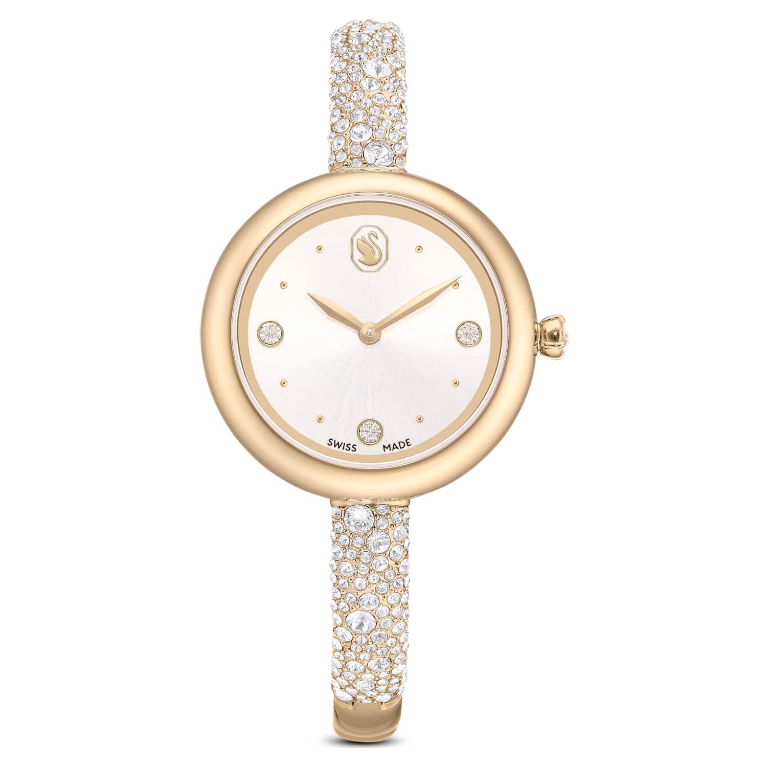 Sublima bangle watch, Swiss Made, Metal bracelet, Gold tone, Champagne gold-tone finish