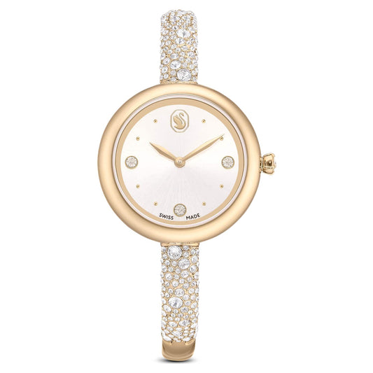Sublima bangle watch, Swiss Made, Metal bracelet, Gold tone, Champagne gold-tone finish