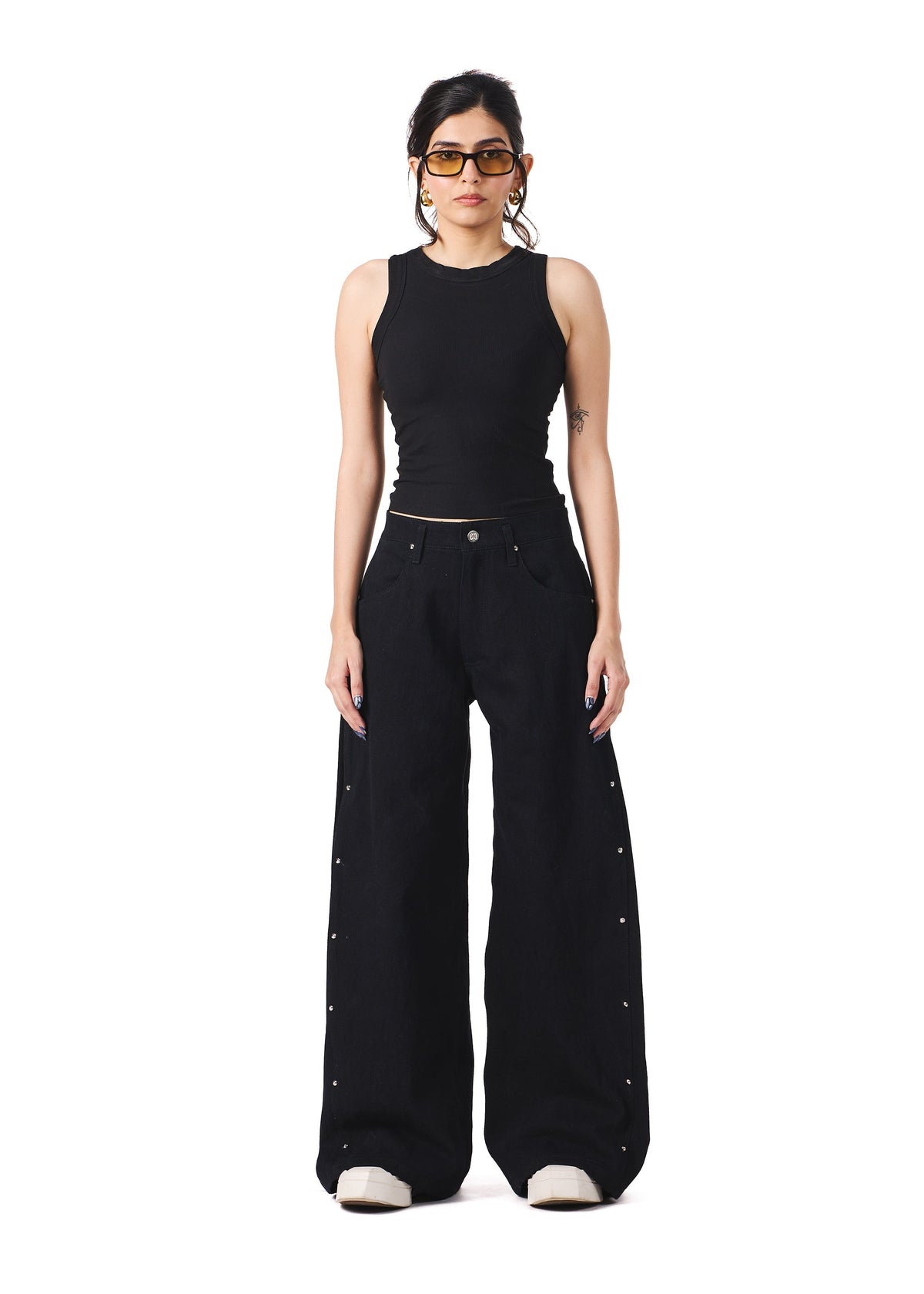 Black Wide Leg Denim by EVEMEN