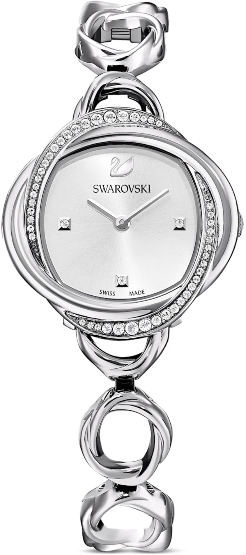 Swarovski Crystal flower watch, Stainless Steel bracelet, White, Stainless Steel — product photo (5547622)