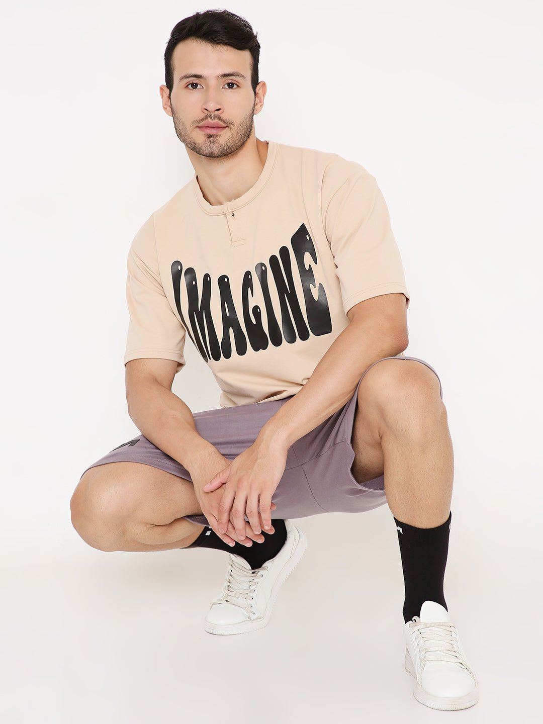 Inverted Polaroid Oversized T-shirt - (Beige) by Instinct First