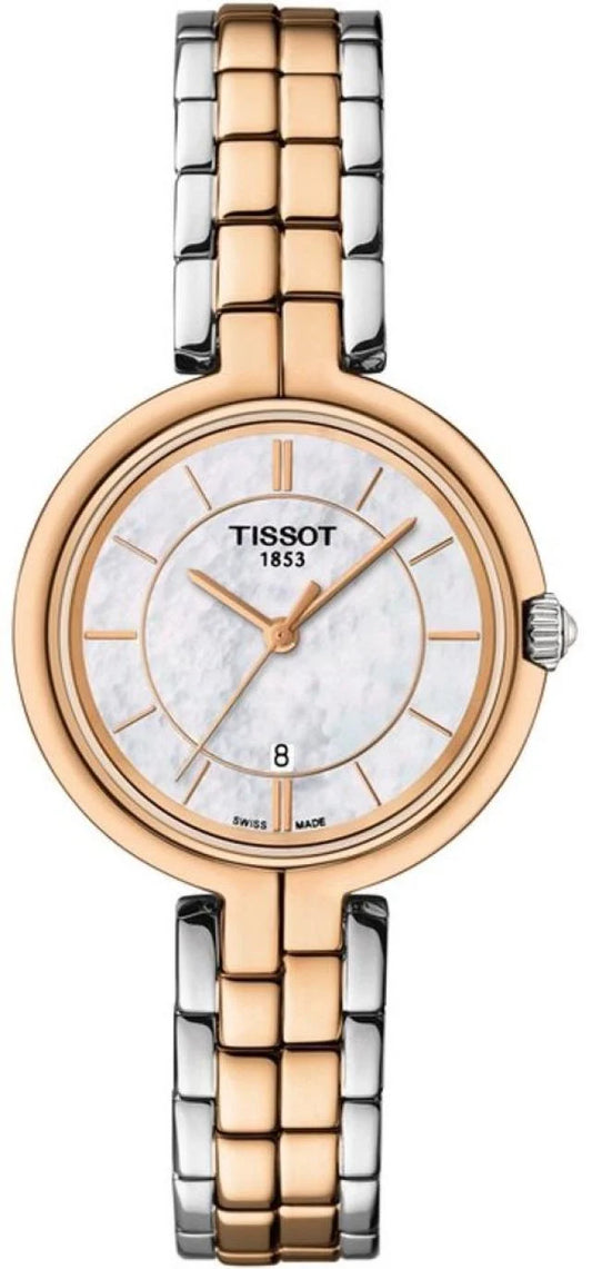 Women’s Tissot Flamingo 30mm T094.210.22.111.00 Quartz Mother-of-Pearl Dial Stainless Steel Bracelet Watch - Zeuskicks