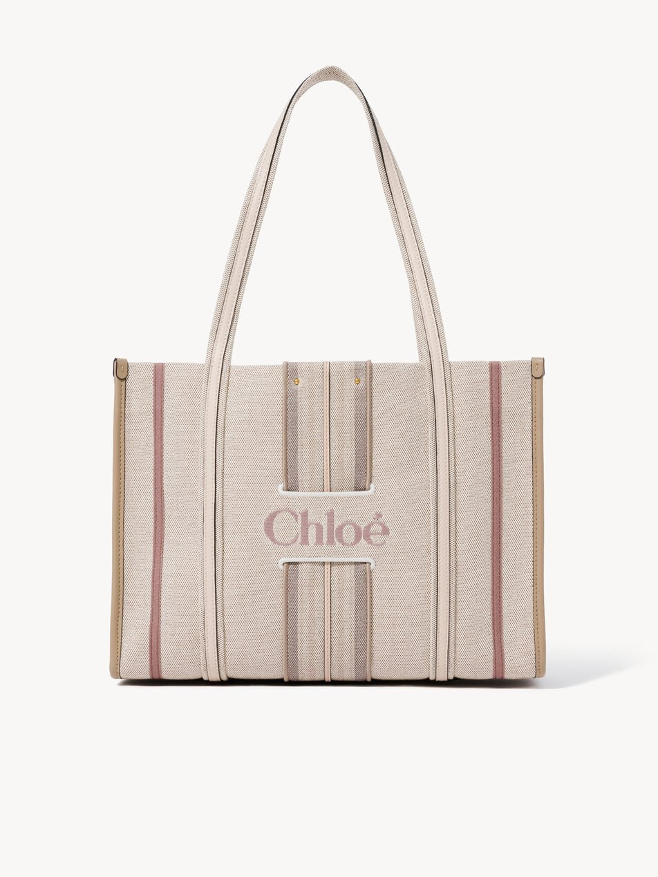 CHLOE Woody Loop tote bag in canvas Nude by CHLOE