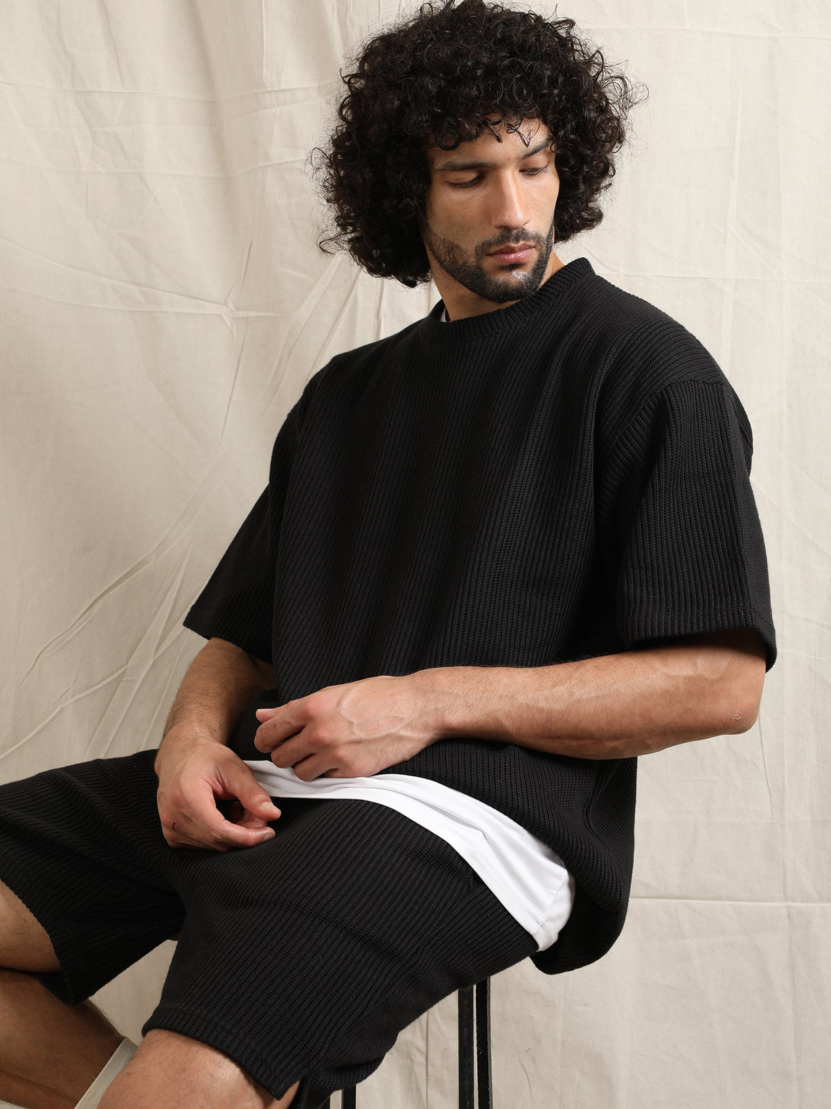 CO-ORD IN SWEATER KNIT FABRIC (BLACK) by GREY AREA