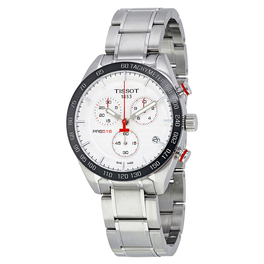 Tissot PRS 516 Chronograph 42mm T100.417.11.031.00 – Silver Dial, Silver Stainless Steel Bracelet - Zeuskicks