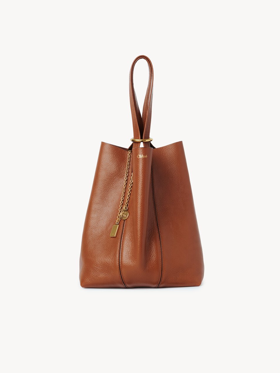 CHLOE Spin tote bag in grained leather Clay Brown by CHLOE