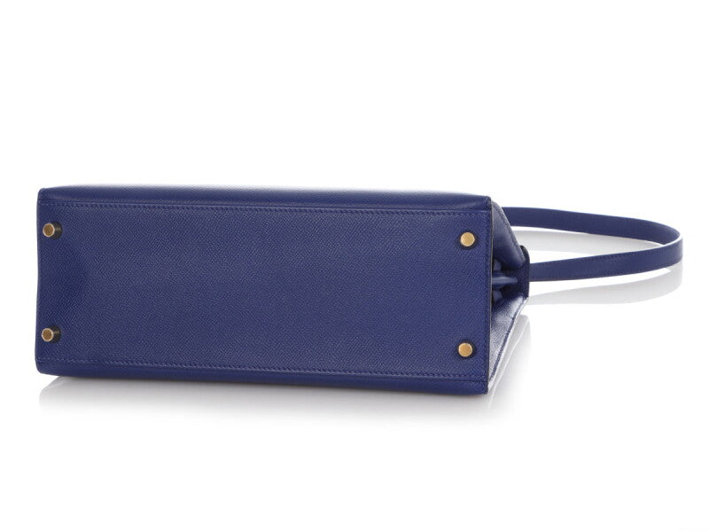 Reference only, different item: Hermes Bleu Electrique Epsom Sellier Kelly 28 Gold Hardware, 2018; website photo 5
