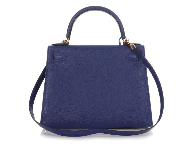 Reference only, different item: Hermes Bleu Electrique Epsom Sellier Kelly 28 Gold Hardware, 2018; website photo 3