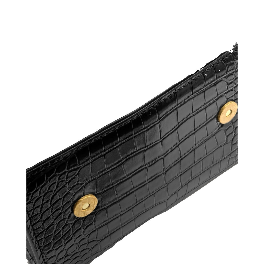 JW PEI Astrid Calla Lily Metal Handle Top Handle Bag - Black Croc by JW PEI