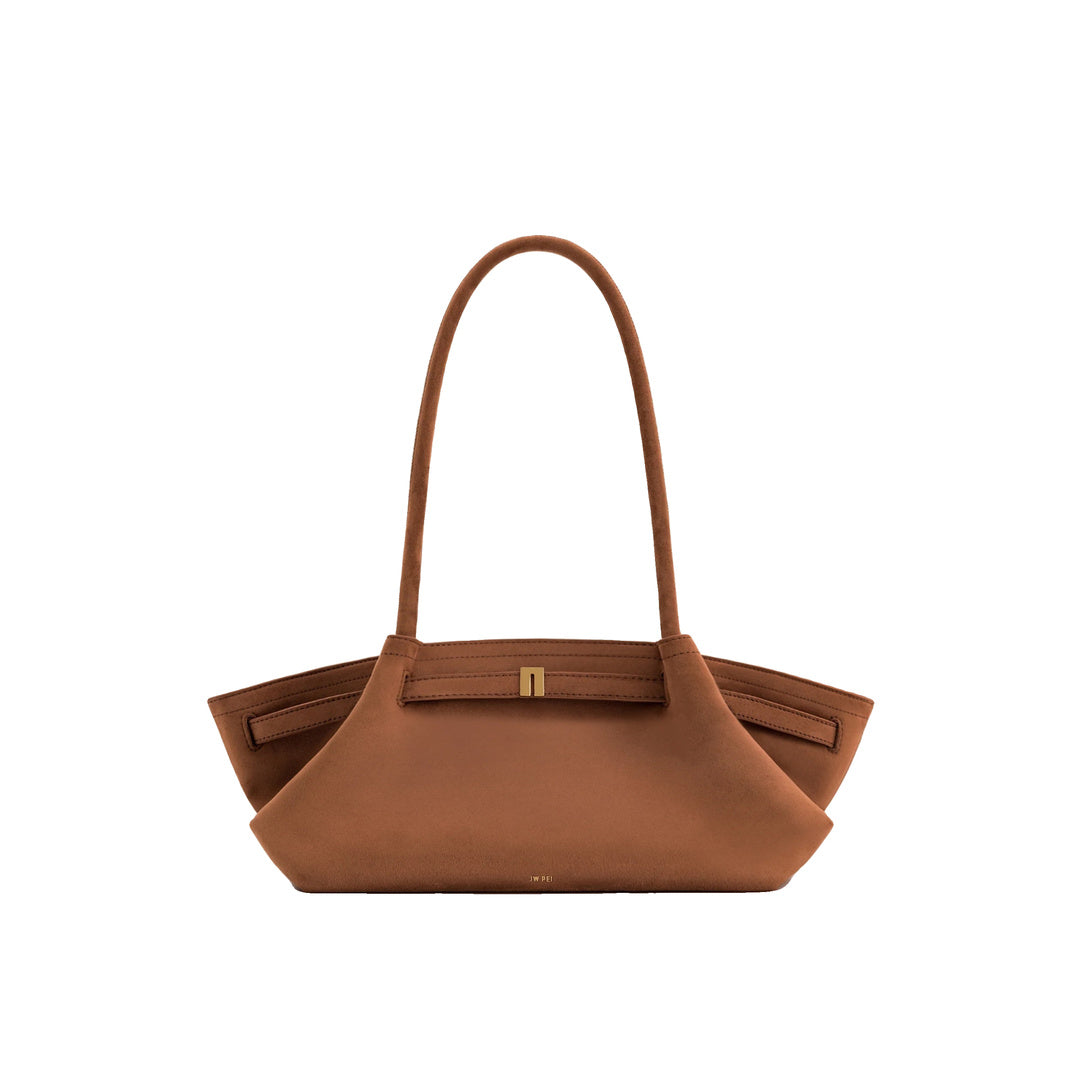 JW PEI Hana Wide Faux Suede Tote Bag - Brown by JW PEI